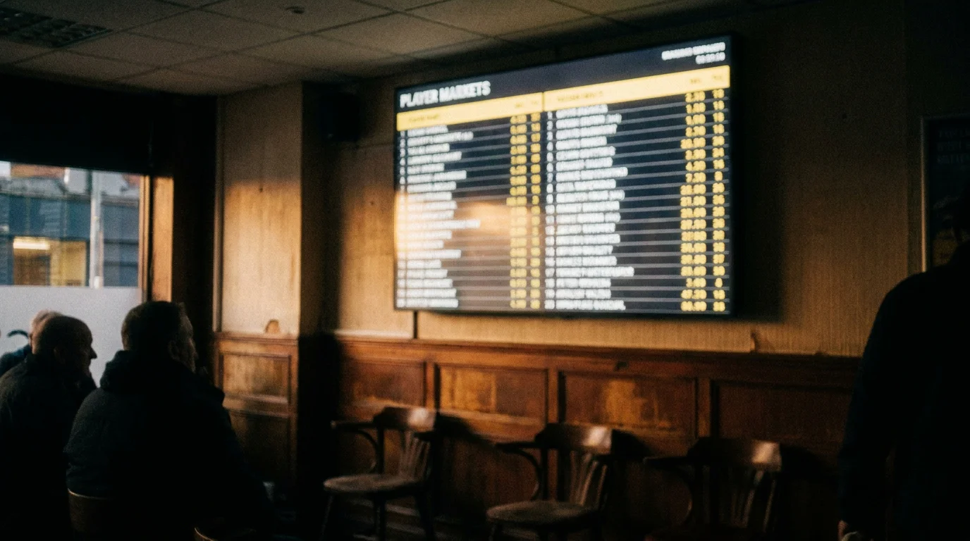Sportsbook prop board with anytime goalscorer odds for an NHL match