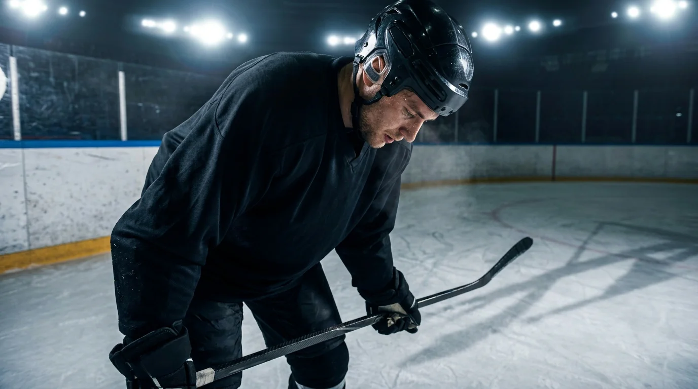 Exhausted NHL forward skating on the second night of a back-to-back