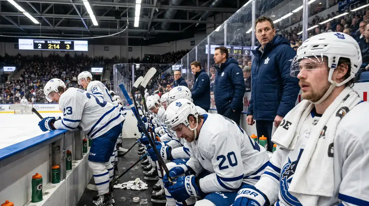 Visiting NHL team's bench late in a game with players visibly fatigued on the second night of a back-to-back