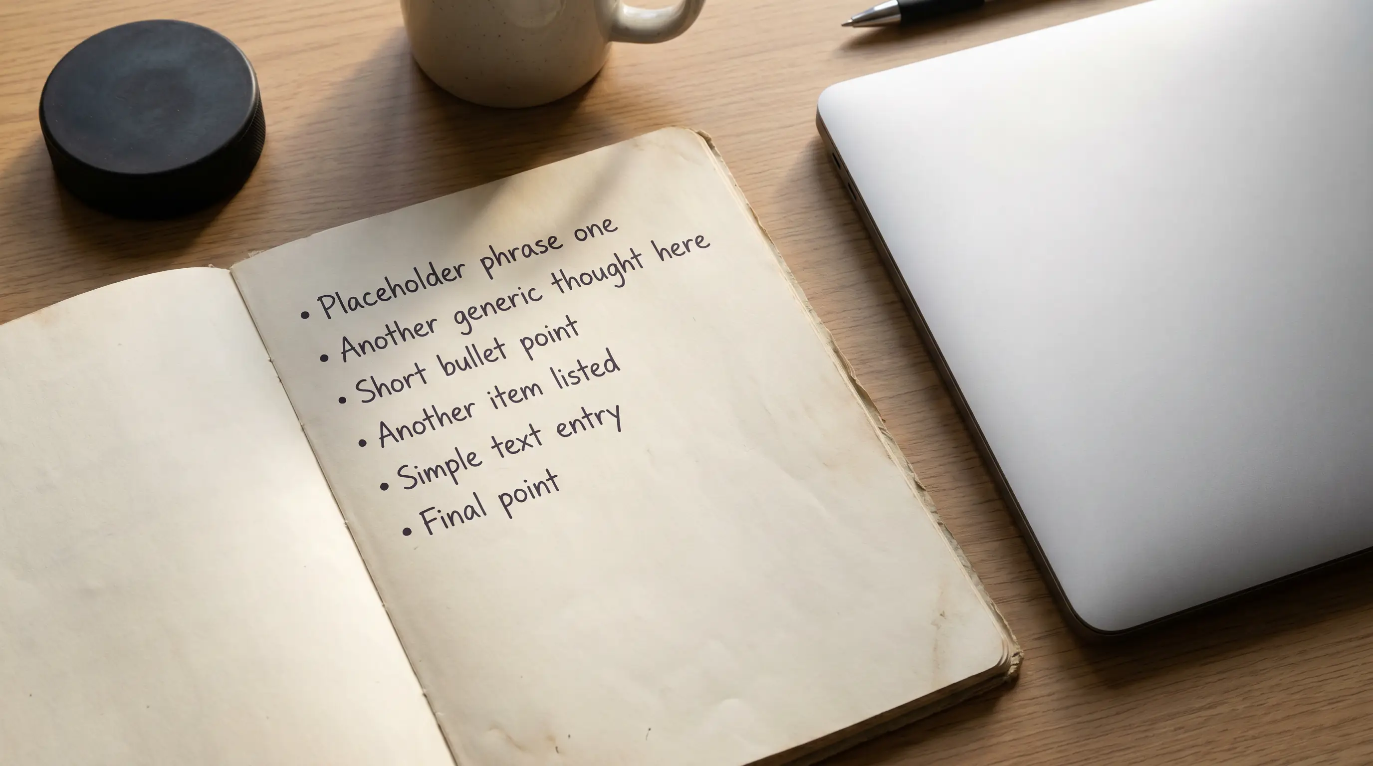 Open notebook with handwritten matchup analysis notes beside a laptop