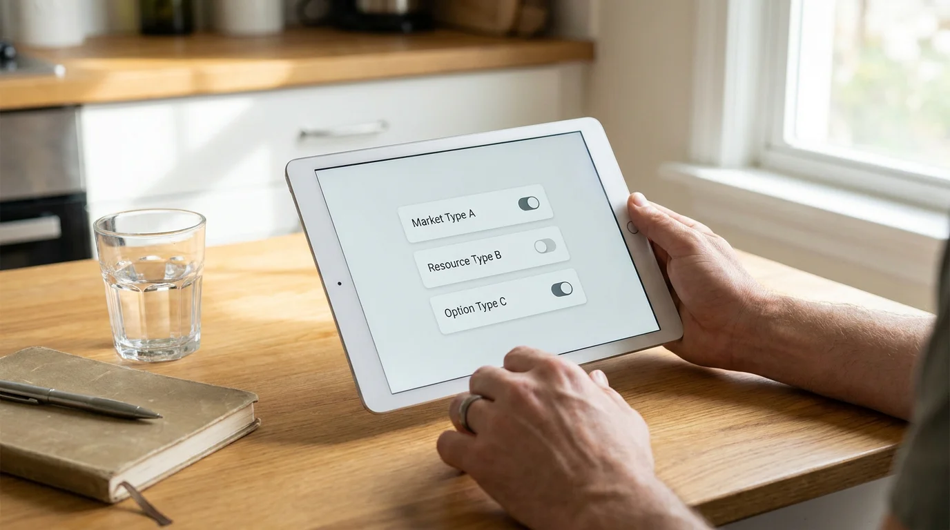 Hands holding a tablet showing a generic sportsbook product list