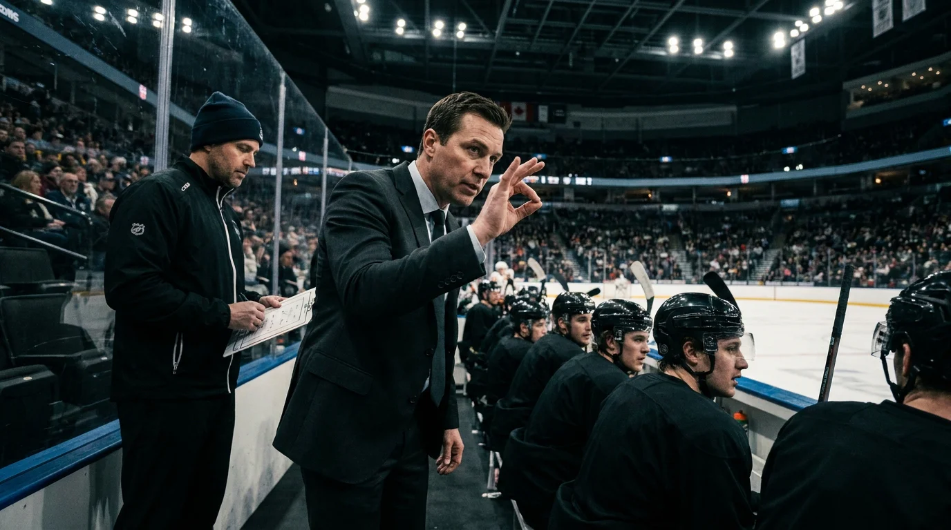 NHL coach directing line changes from behind the bench