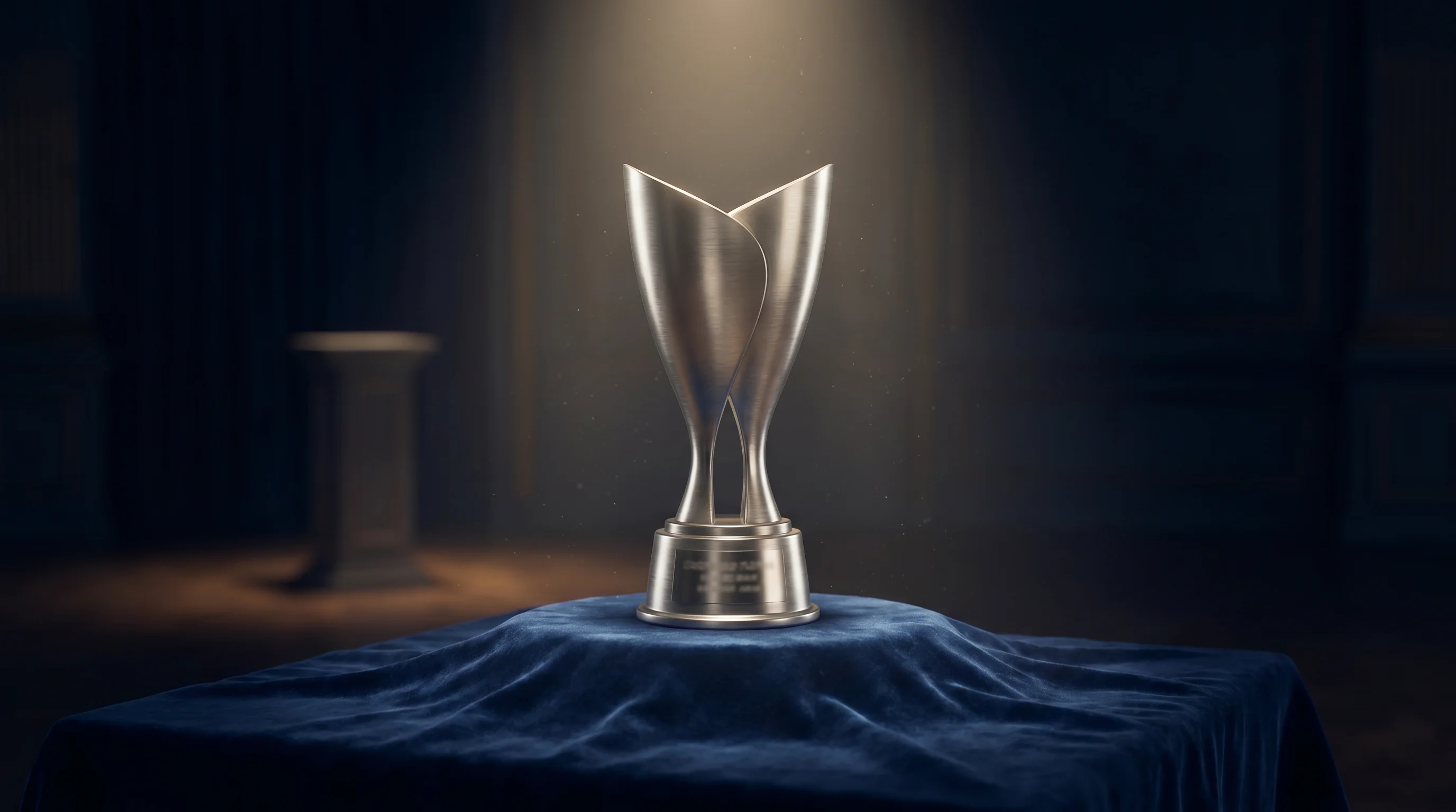 NHL individual award trophy on display under a spotlight