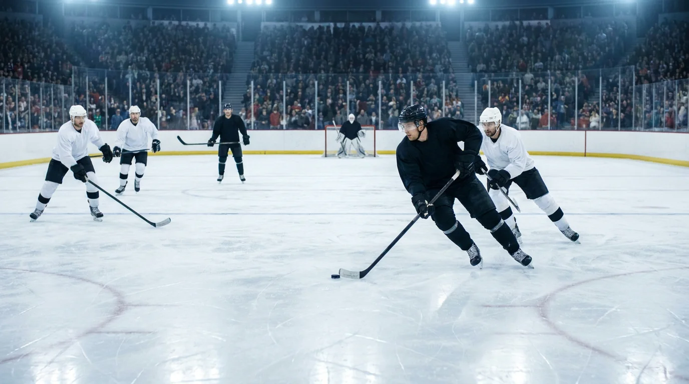 NHL overtime three-on-three action with open ice