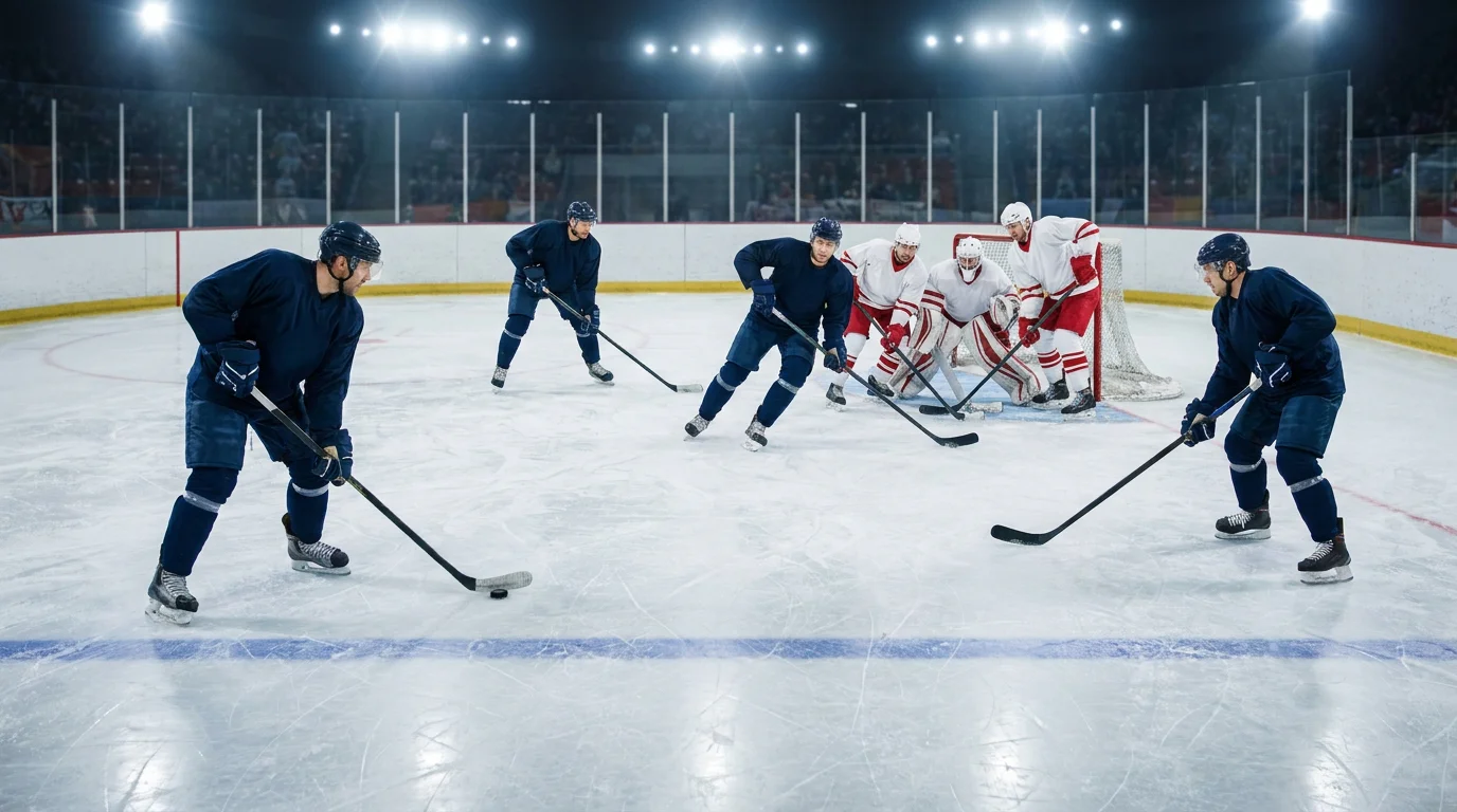 NHL first power-play unit setting up in the offensive zone