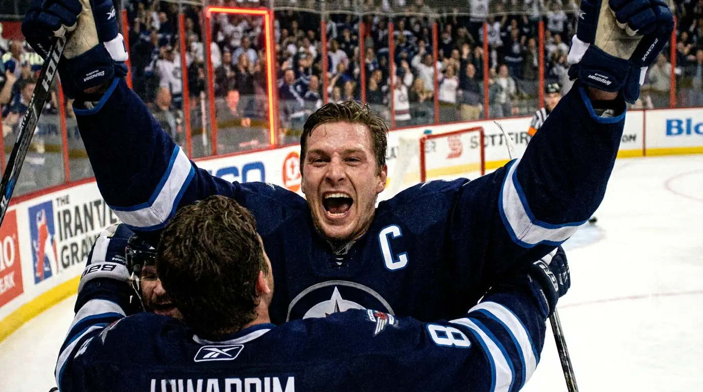 High-scoring NHL forward celebrating a goal that pushes a team total over