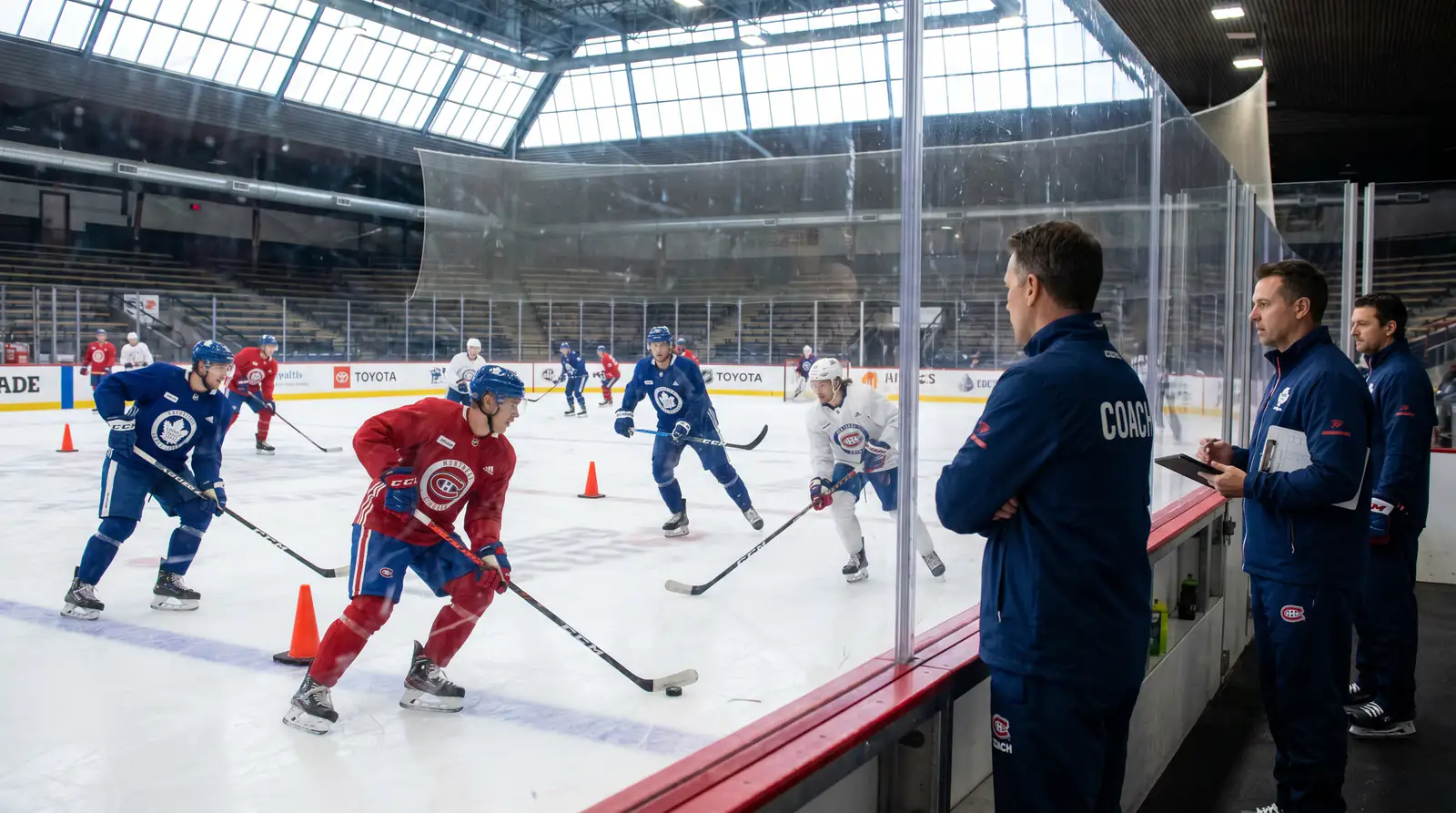 Two NHL teams at training camp early in the pre-season